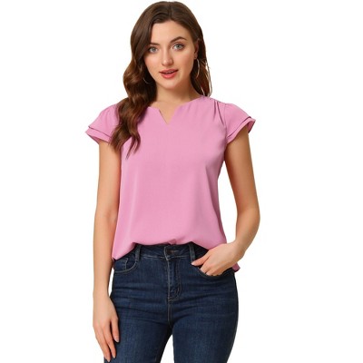 INSPIRE CHIC Women's Work Business Casual Plain Cap Sleeve Blouse