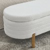 Sapphtopaz Pleated Fabric Ottoman with Storage, Oval Storage Ottoman Bench with Rubber Wood Leg, Multi-Use Footstool Bench, Ottoman Foot Rest - 4 of 4