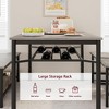 Dining Table Set For 4, Room Dining Table Set With Storage Benches, Kitchen Table And Chairs For 4 With Wine Rack, Rectangular Kitchen Table Set - 4 of 4
