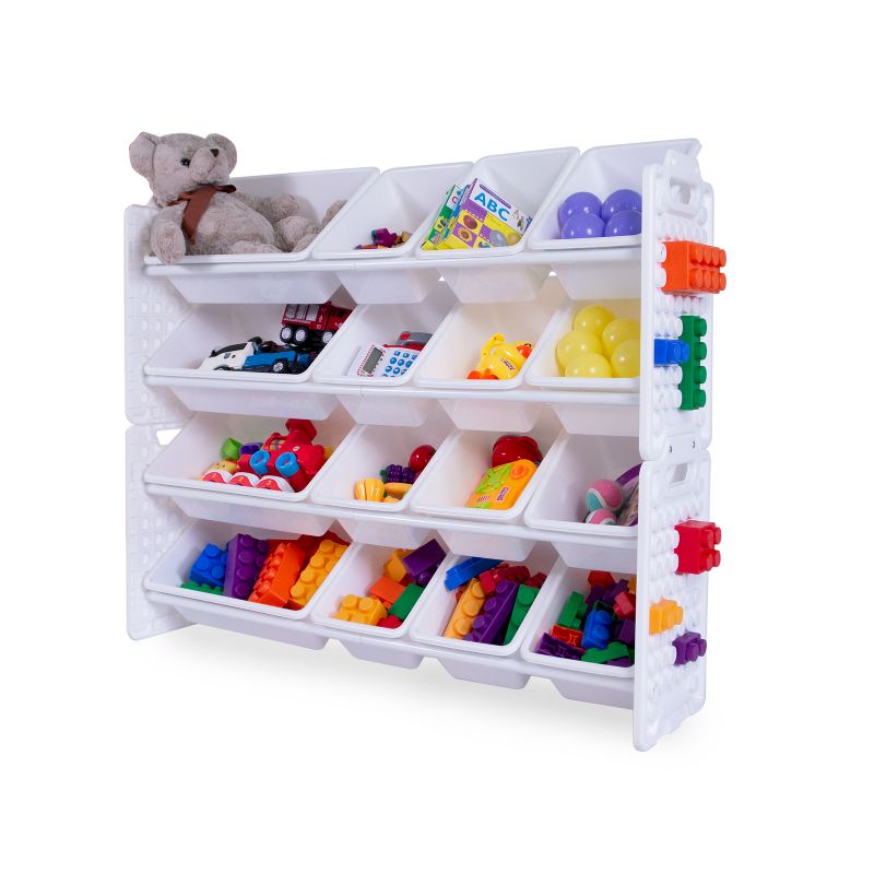 UNiPLAY Toy Organizer With 16 Removable Storage Bins and Block Play Panel, Multi-Size Bin Organizer, 1 of 8