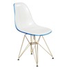 LeisureMod 5-Piece Dining Set with 35" Round Iron Pedestal Dining Table and 4 ABS Plastic Side Chairs with Gold Base - 3 of 4