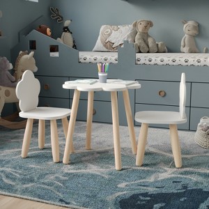 Buzz & Bloom Kids 3-Piece Wood Cloud-Shaped Table and Chairs Set - 1 of 4