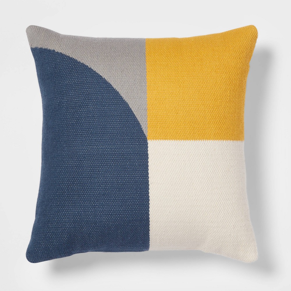 Color Block Square Throw Pillow Ivory/Blue - Threshold