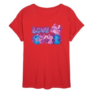 Women's - Lilo and Stitch - Love Grid Oversized Graphic T-Shirt - 1 of 4
