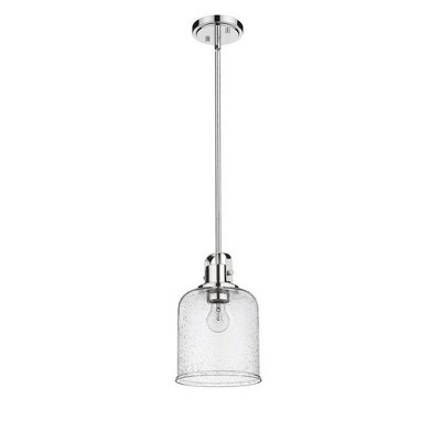 Kinsley Transitional Chrome 8" Indoor/Outdoor Pendant Light with Clear Glass