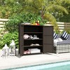 Outsunny Wicker Outdoor Storage Cabinet with Shelves, 2-Door Rattan Outdoor Pool Towel Storage Cabinet for Garden, Backyard, Porch, Dark Coffee - image 3 of 4