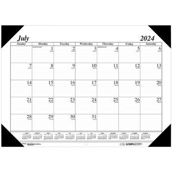 House of Doolittle® Monthly Academic Calendar Economy Desk Pad, 14 Months (Jul-Aug), 22" x 17", Black
