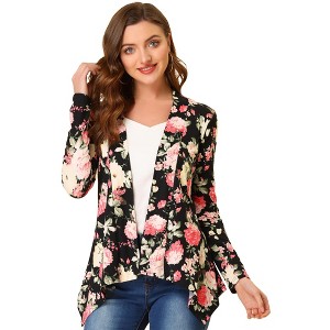 INSPIRE CHIC Women's Long Sleeves Open Front Asymmetric Hem Lightweight Cardigan - 1 of 4
