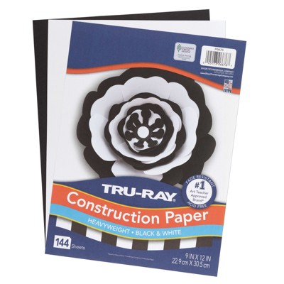 Tru-Ray Premium Construction Paper, Black & White, 9" x 12", 144 Sheets (Pack of 2)