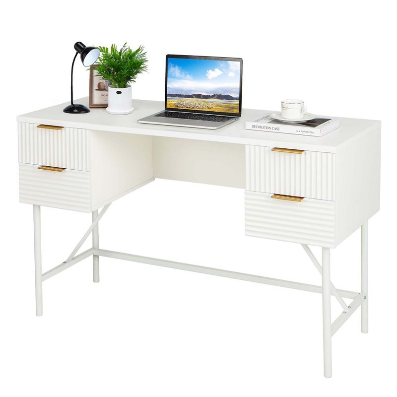 Costway 48" Computer Desk with 4 Drawers Storage Metal Frame Modern Study Writing Desk, 1 of 11