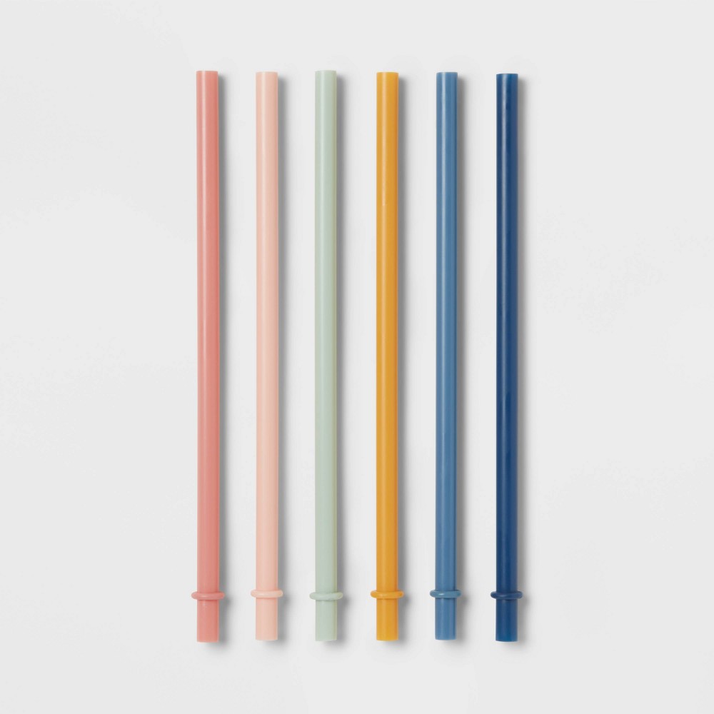 Photos - Glass Kids' 6pc Plastic Rainbow Tumbler Straws - Pillowfort™