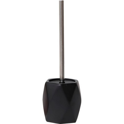 Evideco French Home Goods Elegant Diamond-Shaped Toilet Brush Set - Modern Stoneware Design with Stainless Steel Handle and Replaceable Brush Head