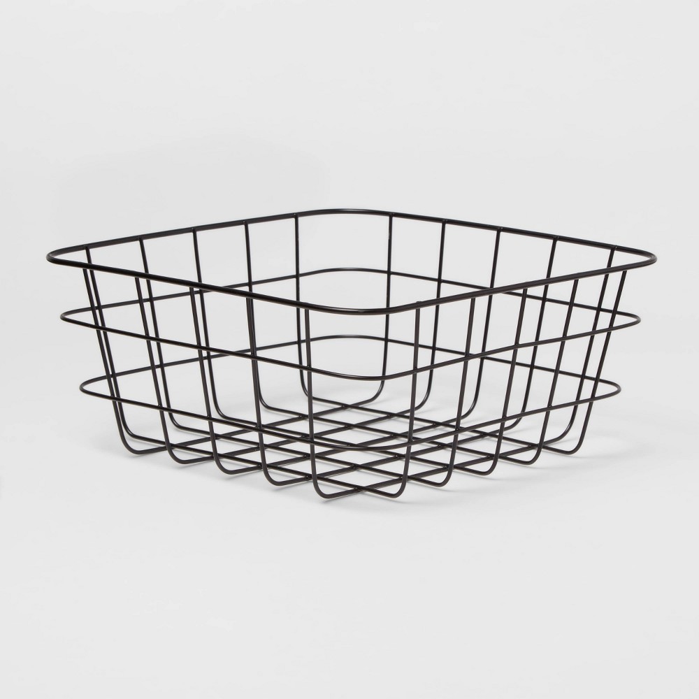 Photos - Other Decoration Small Wire Basket Black - Brightroom: Carbon Steel Storage, Square Decorative, 9.11" W x 6.1" D x 4" H