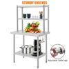 Stainless Steel Work Table with 2 Shelves, 30x24 Inch Heavy Duty Commercial Food Prep Table, Metal Kitchen Prep Table with Adjustable Shelf & Hooks - 4 of 4