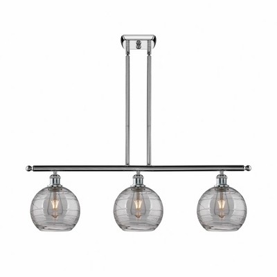Athens Deco Swirl - 3 Light Island In Industrial Style-11 Inches Tall and 36 Inches Wide