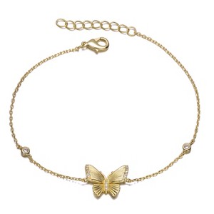 Guili Elegant 14k Gold-Plated Butterfly Bracelet with Cubic Zirconia for Teens & Women - Perfect Gift Accessory - 1 of 3