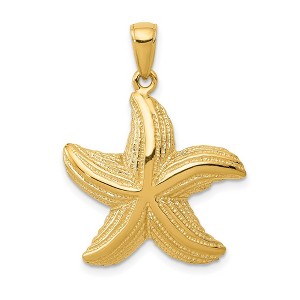 Black Bow Jewelry 14k Yellow Gold 20mm Textured Sea Star Pendant - 1 of 4