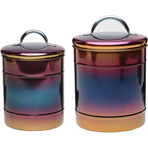 Amici Home Rainbow Storage Canister, Decorative Metal Container, 38 oz,  Medium