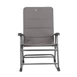 Portal PRWF-FCH012XL-GRAY Indoor Outdoor Portable Lightweight Steel Frame Flat Folding Camping Rocking Armchair Lounge Recliner, Gray