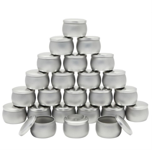 Aluminum Tin Cans, 24pcs 4 OZ Metal Round Tins Containers with 4pcs  Stickers and A Double-ended Scraper Set for Candles Making and Storage,  Christmas