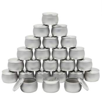 Bright Creations 24 Pack 4 oz Round Metal Candle Tins with Lids for Candle Making, Small Business, Home Crafts (3 x 2 in)