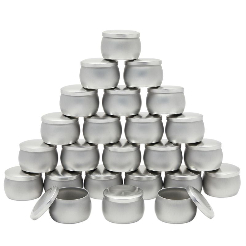 Bright Creations 24 Pack 4 oz Round Metal Candle Tins with Lids for Candle Making, Small Business, Home Crafts (3 x 2 in), 1 of 8