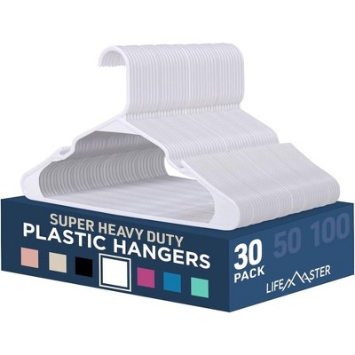 Image of LifeMaster White Plastic Hangers - Pack of 30
