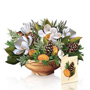 FreshCut Paper 15" Winter Magnolia 3D Pop Up Floral Bouquet Greeting Card and Envelope - 1 of 4