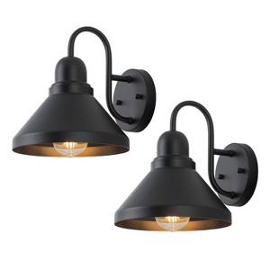 C Cattleya 2-Pack 9.25 in. Matte Black Gooseneck Outdoor Barn Light Sconce - 1 of 4