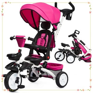 7 in 1 Baby Tricycle for 1-5 Year Old, Toddler Trike with Safety Harness,Brake,Rotatable Seat - 1 of 4