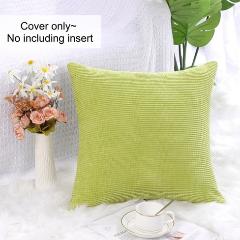 PiccoCasa Luxury Corduroy Corn Striped Cushion Soft Throw Pillow Case Light Green 20