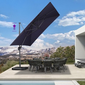 PURPLE LEAF 10x10 Ft Cantilever Umbrella Square Outdoor Patio Umbrella with 360 Rotation Adjustable Garden Pool Umbrella With Base - 1 of 4