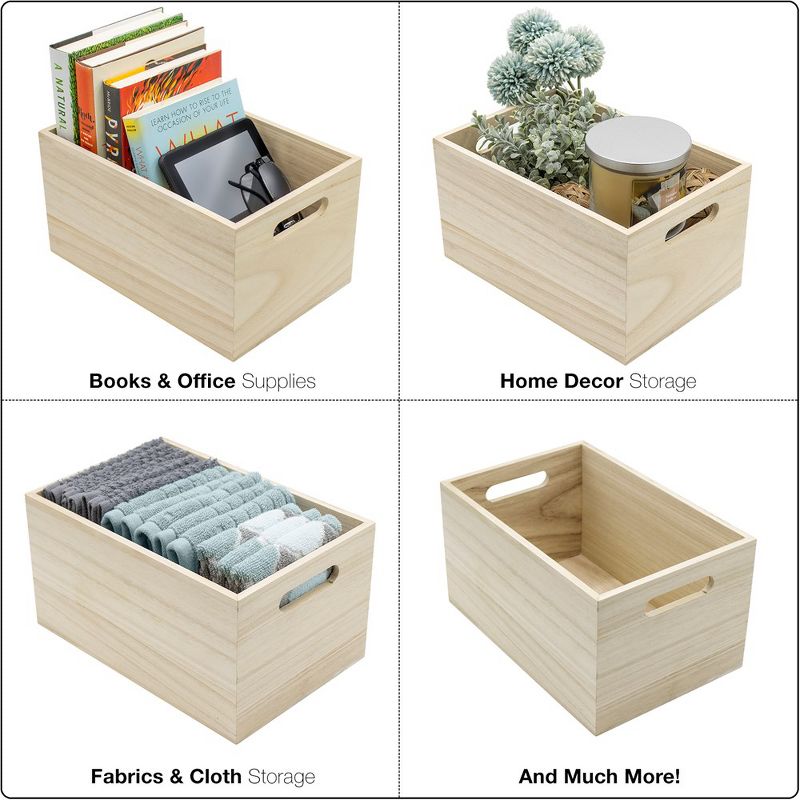 Sorbus Wood Crates - Organizer Wooden Box for Pantry, Closet, Bathroom and more - Organization and Storage, 5 of 7