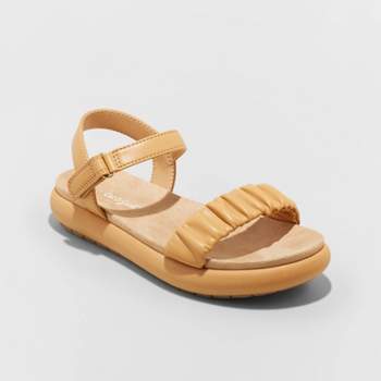Girls' Aylabeth Slip-On Footbed Sandals - Cat & Jack™ Cognac 1