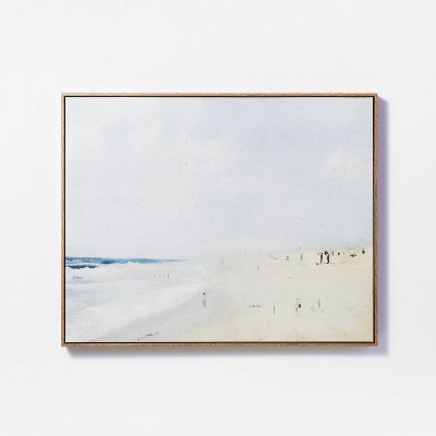 Photo 1 of 30" x 24" Painted Beach Embellished Framed Wall Canvas - Threshold™ designed with Studio McGee
