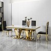 70 Inch Metal Dining Table with MDF Marble Top, Rectangular Dining Table for 6 People, Large Dining Table for Kitchen and Dining Room-Koiai - 3 of 4