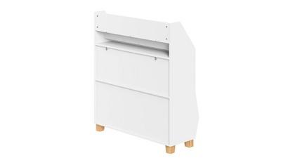 White Wooden Kids Toy Organizer with Cubby Storage