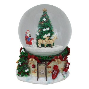 Northlight Musical and Animated Santa on Sleigh Rotating Christmas Snow Globe - 6.5" - 1 of 3