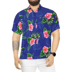 HAPPY BAY Men's Hawaiian Shirts Short Sleeve Button Down Shirt Floral Shirt Men Boho Vacation Casual Summer Beach Shirts for Men Funny - 1 of 4