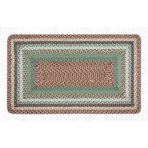Earth Rugs Buttermilk/Cranberry Oblong Braided Tread 27"x45" – Rustic Handcrafted Jute Accent Rug in Warm Farmhouse Color Theme - 1 of 3
