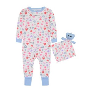 Sleep On It Infant Girls Long Sleeve Super Soft Snuggle Jersey Zip-Up Coverall Pajama with Matching Blankey Buddy - 1 of 4