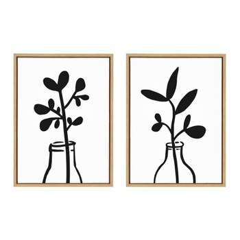18" x 24" 2pc Sylvie Modern Botanical Framed Canvas Set by the Creative Bunch Studio Natural - Kate & Laurel All Things Decor