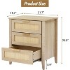 Rattan Nightstand, 3 Rattan Drawers Storage, Black Night Table, Bedside Cabinet with Shelves for Bedroom Living Room - 3 of 4