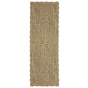 Modern Solid Scalloped Rugs for Living Room, Washable Non Slip Ultra Thin Soft Bedroom Rugs, Indoor Low Pile Large Carpet for Nursery Room - 1 of 4