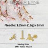 Hummingbird Flat Back Earrings for Cartilage Helix Tragus Lobe 14 kt Gold Plated Sterling Silver Pair by Ginger Lyne - 3 of 4