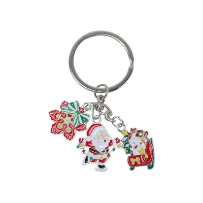 Unique Bargains Christmas Keychain Double Ring Zinc Alloy Multi-colored 1 Pc