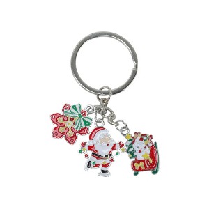 Unique Bargains Christmas Keychain Double Ring Zinc Alloy Multi-colored 1 Pc - 1 of 3