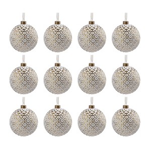 Gulches Set of 12 Stunning 3.1" Glass Christmas Ball Ornaments - Elegant Decorative Hanging Accents for Holiday Trees and Festive Celebrations - 1 of 4