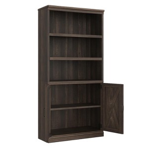 5 Tier Book Shelf with Cabinet, 68.7" Tall Modern Farmhouse Bookcase with Doors and Adjustable Shelf - 1 of 4