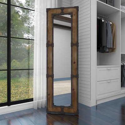 Rustic Brown Wood Full-Length Rectangular Floor Mirror